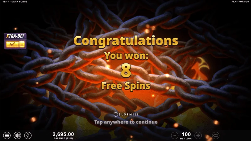 Dark Forge - start of Free Spins with 8 rounds