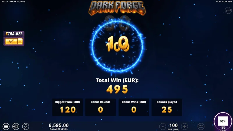 Dark Forge - game screen in fast-spin mode