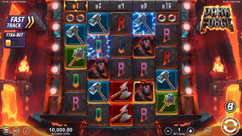 Dark Forge - main screen with the 4-5-5-5-4 grid