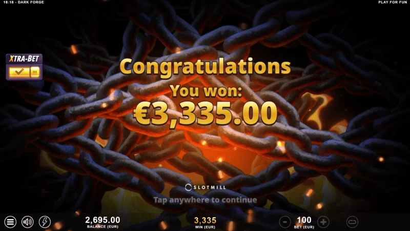 Dark Forge - total win after a cascade run